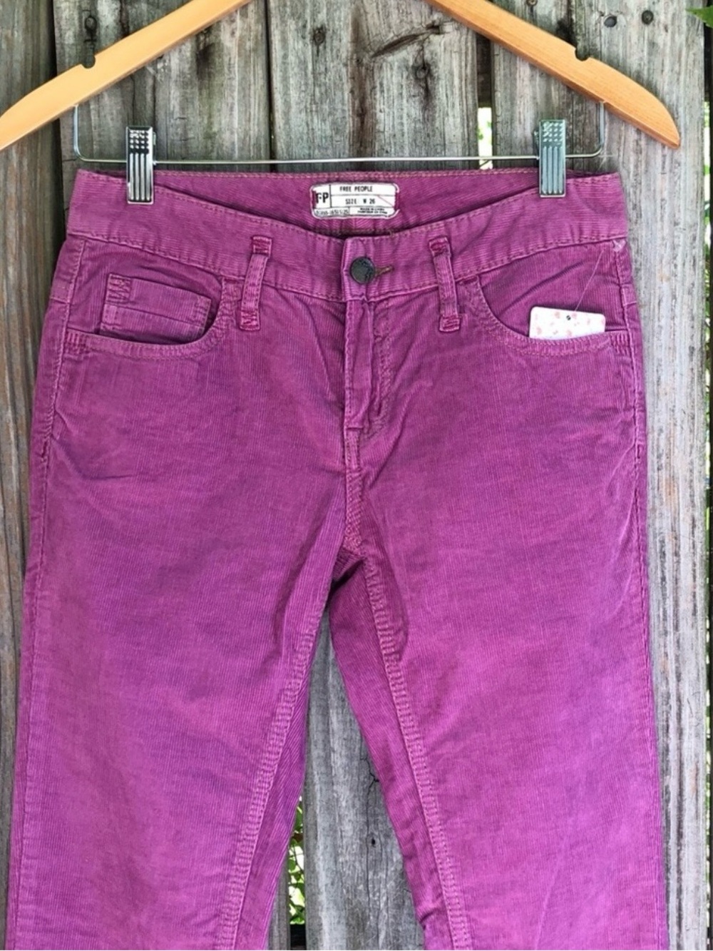 Free People Skinny Corduroy Jeans in Magenta Pink